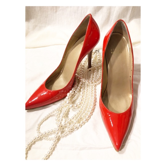 Stuart Weitzman Orange Patent Leather Pumps - Picture 2 of 7